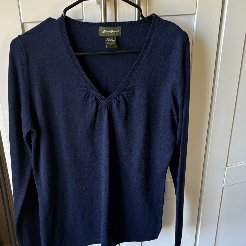 🔥Price Drop🔥Eddie Bauer Navy V-Neck Long Sleeve Knit Top